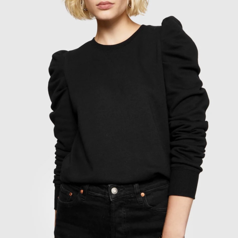 Rebecca Minkoff Black Janine Sweatshirt Size XS Crew Neck Ruffle Feminine Fall - Picture 4 of 16